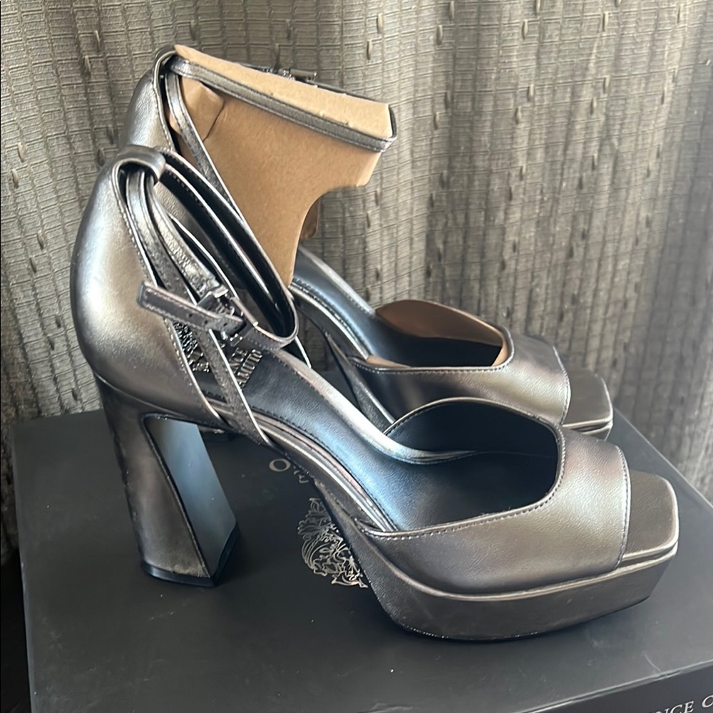 Vince Camuto Pewter Peep-Toe heals- Brenla